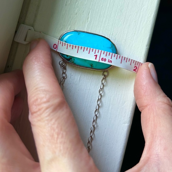 Large natural Kingman Turquoise pendant stone necklace in sterling silver wchain - Picture 10 of 15